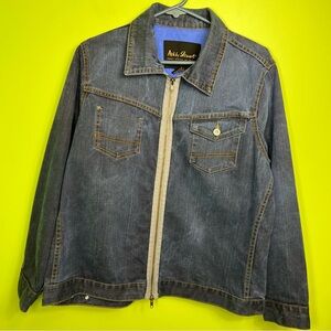 Ashley Stewart Y2K lined Denim Zip Front Blue Jean Jacket size 14